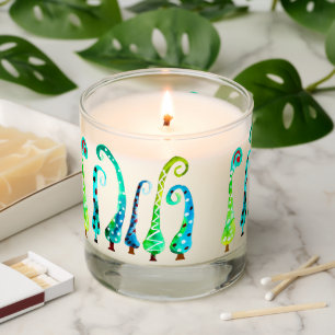 Whimsical watercolor christmas trees scented candle