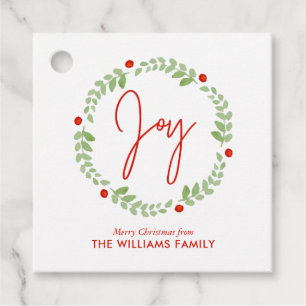 Whimsical Watercolor Christmas Wreath Favor Tags