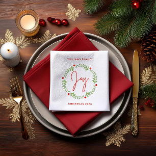 Whimsical Watercolor Christmas Wreath Napkins