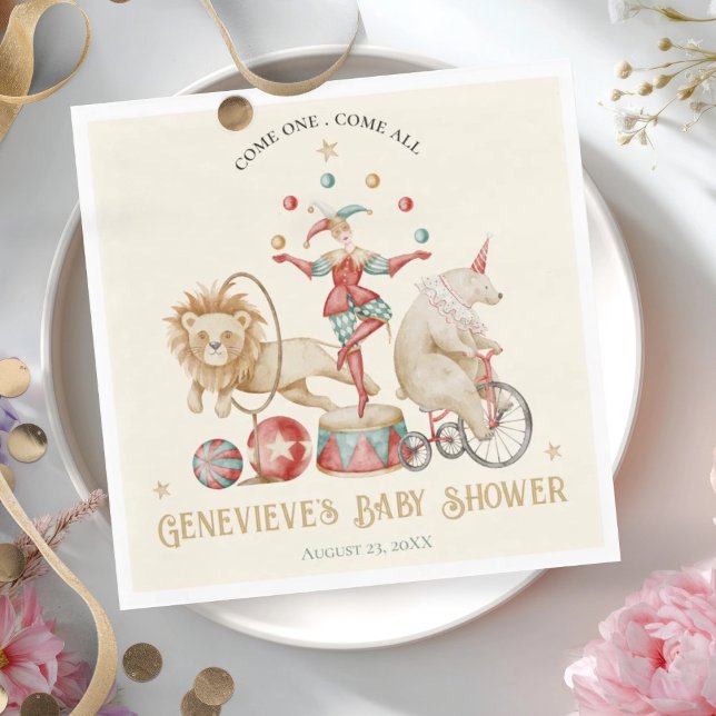 Whimsical Watercolor Circus Carnival Baby Shower Napkins (Creator Uploaded)
