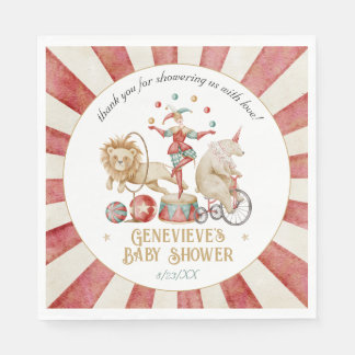 Whimsical Watercolor Circus Carnival Baby Shower Napkins