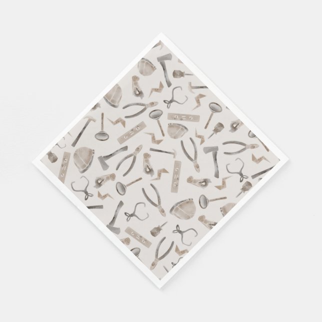 Whimsical Watercolor Construction Party Napkins (Corner)