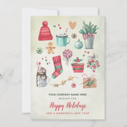 Whimsical Watercolor Corporate Christmas Invitation