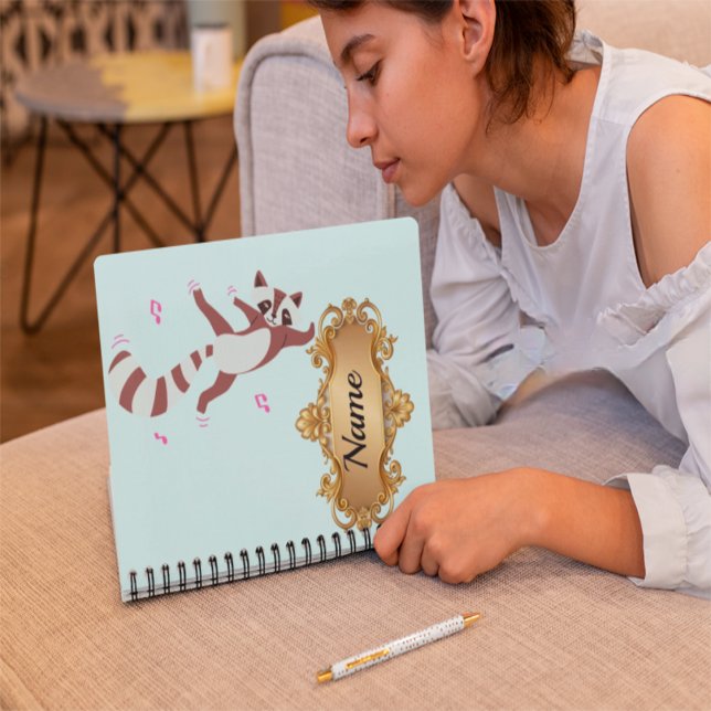 Whimsical Watercolor Dancing Raccoon" Artist Noteb Planner (Creator Uploaded)