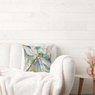 Whimsical Watercolor Dragonfly Pillow