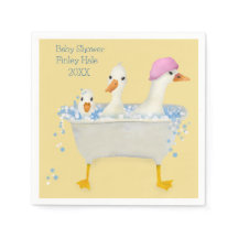 Whimsical Watercolor Ducks in Bathtub Baby Shower