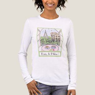 Whimsical Watercolor Eiffel Tower PARIS JE T'ADORE Tri-Blend Shirt