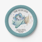Whimsical Watercolor Elephant Airplane Baby Shower