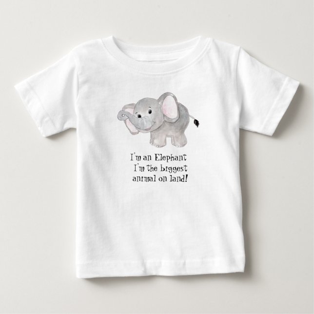 Whimsical Watercolor Elephant Baby T-Shirt (Front)
