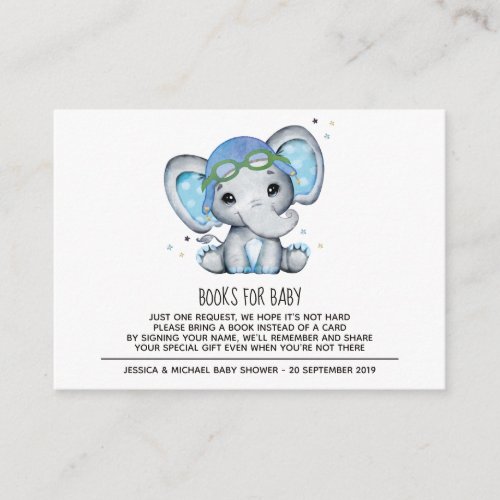 Whimsical Watercolor Elephant Books For Baby Enclosure Card
