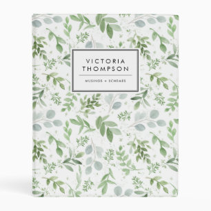 Whimsical Watercolor Eucalyptus Greenery Pattern Mini Binder