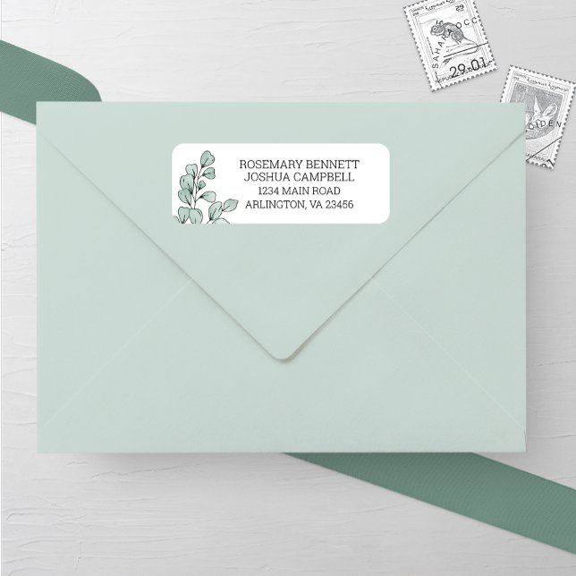Whimsical Watercolor Eucalyptus Wedding Address Label (Creator Uploaded)