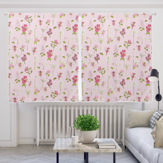 Whimsical Watercolor Fairies & Flowers Pink Blackout Curtains