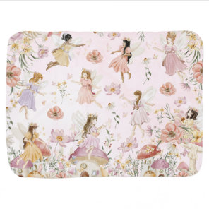 Whimsical Watercolor Fairies Wildflower Meadow  Baby Blanket
