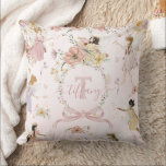 Whimsical Watercolor Fairies Wildflower Meadow Throw Pillow<br><div class="desc">Whimsical fairies throw pillow, featuring lovely hand-drawn watercolor fairies in an enchanting wildflower meadow. Personalized it easily and quickly with a name and initial. Please click the "edit using design tool" button and a text to modify the text, wording, font style, font size, and font color. You can also add...</div>