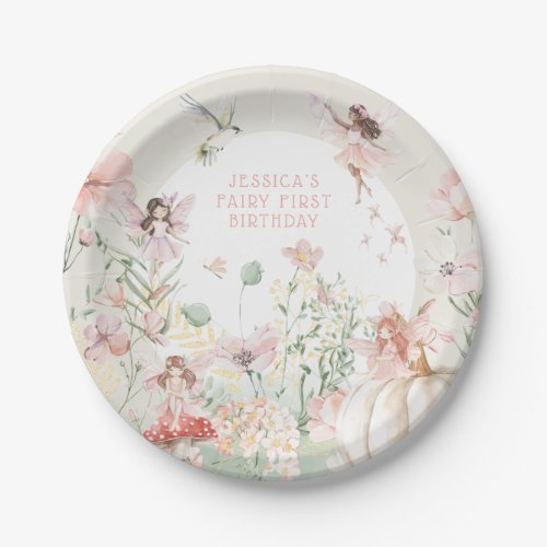 Whimsical Watercolor Fairy 1st Birthday Paper Plates