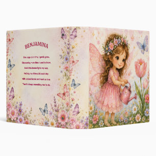 Whimsical Watercolor Fairy Garden 3 Ring Binder