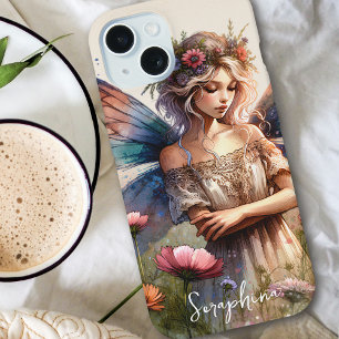 Whimsical Watercolor Fairy with Personalized Name iPhone 15 Case