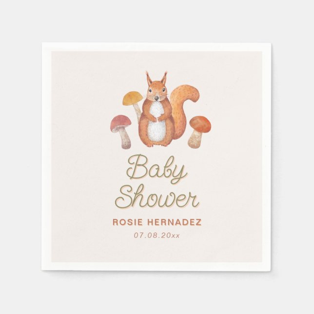 Whimsical Watercolor Fall Theme Baby Shower Napkins (Front)