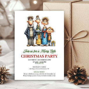Whimsical Watercolor Family Christmas Party Invite