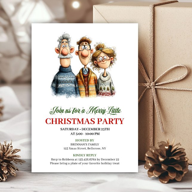 Whimsical Watercolor Family Editable Christmas  Invitation (Whimsical Watercolor Family Editable Christmas Card)