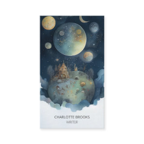 Whimsical Watercolor Fantasy Author Writer Business Card