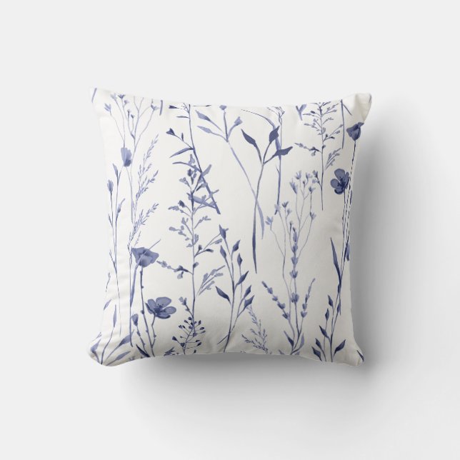 Whimsical Watercolor Flora Throw Pillow (Front)