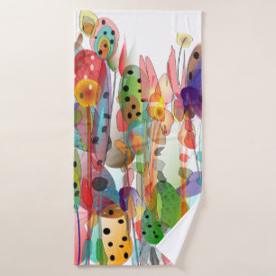 Whimsical Watercolor Floral Art Shower Curtain Bath Towel