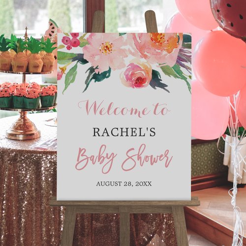Whimsical Watercolor Floral Baby Shower Sign