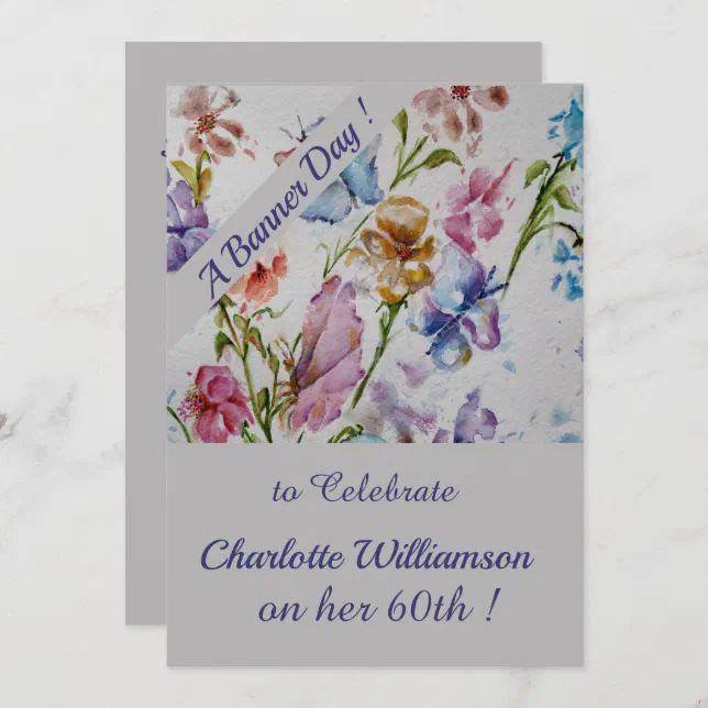 Whimsical Watercolor Floral Birthday Invitation | Zazzle