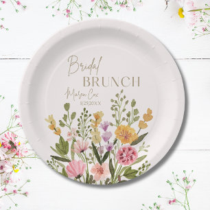 Whimsical Watercolor Floral Bouquet Bridal Brunch  Paper Plates