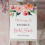 Whimsical Watercolor Floral Bridal Shower Sign<br><div class="desc">The "Whimsical Watercolor Floral Bridal Shower Sign" is the perfect addition to your bridal shower party. This poster features delicate watercolor florals in shades of pink and purple, set against a white background. The whimsical design will add a playful yet sophisticated touch to your event. To display this poster, you...</div>