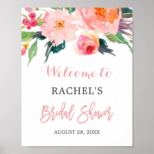 Whimsical Watercolor Floral Bridal Shower Sign
