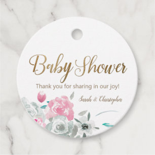 Whimsical Watercolor floral Custom Baby shower Favor Tags
