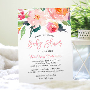 Whimsical Watercolor Floral Modern Bridal Shower Invitation