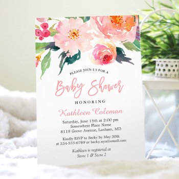 Whimsical Watercolor Floral Modern Bridal Shower Invitation by CardHunter at Zazzle