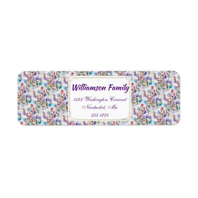 WHIMSICAL WATERCOLOR FLORAL PATTERN LABEL (Front)