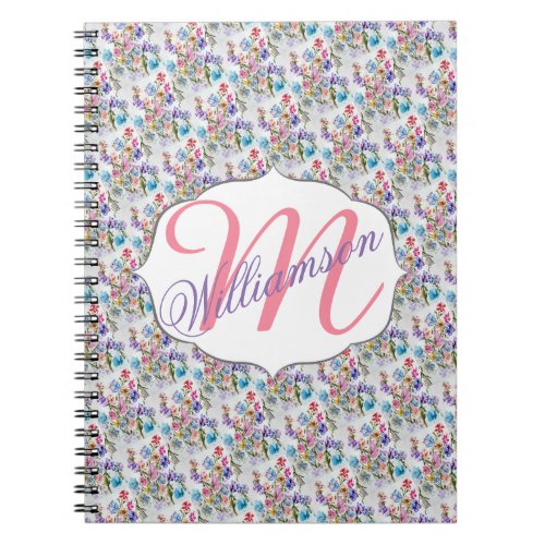 WHIMSICAL WATERCOLOR FLORAL PATTERN NOTEBOOK