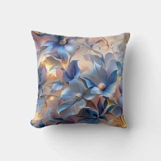 Whimsical Watercolor Floral Pattern Throw Pillow