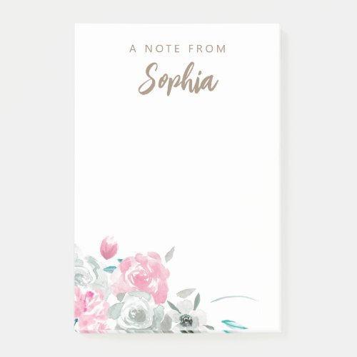 Whimsical Watercolor floral Personalized  Post_it Notes