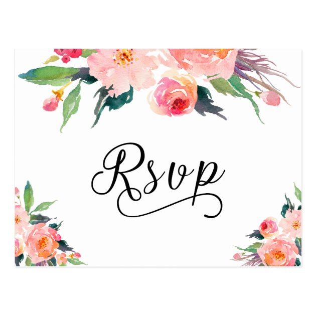 Whimsical Watercolor Floral RSVP Reply Card