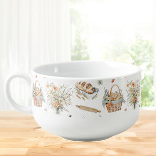 Whimsical Watercolor Floral Strawberry Country Soup Mug