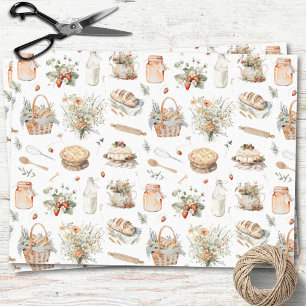 Whimsical Watercolor Floral Strawberry Country Tissue Paper