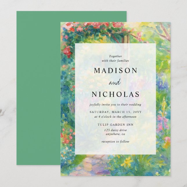Whimsical Watercolor Floral Summer Wedding Invitation (Front/Back)