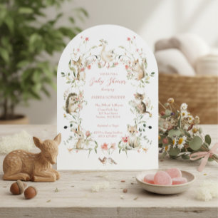 Whimsical Watercolor Floral Woodland Baby Shower Invitation