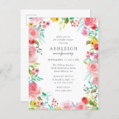 Whimsical Watercolor Floral Wreath Bridal Shower Invitation Postcard (Front/Back)