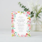 Whimsical Watercolor Floral Wreath Bridal Shower Invitation Postcard (Standing Front)