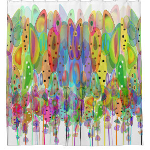 Whimsical Watercolor Flowers Art Shower Curtain