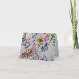 Whimsical Watercolor Flowers Floral Thank You Card