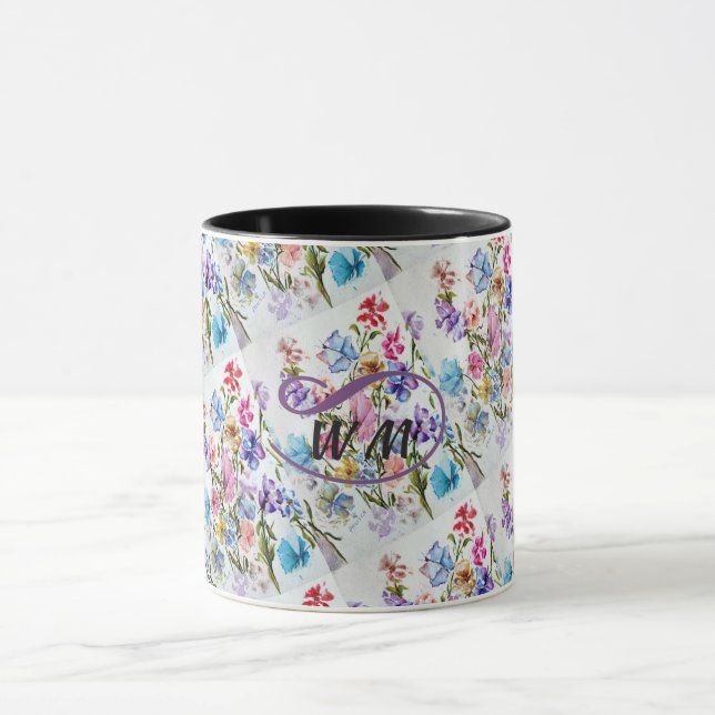 WHIMSICAL WATERCOLOR FLOWERS MUG (Center)